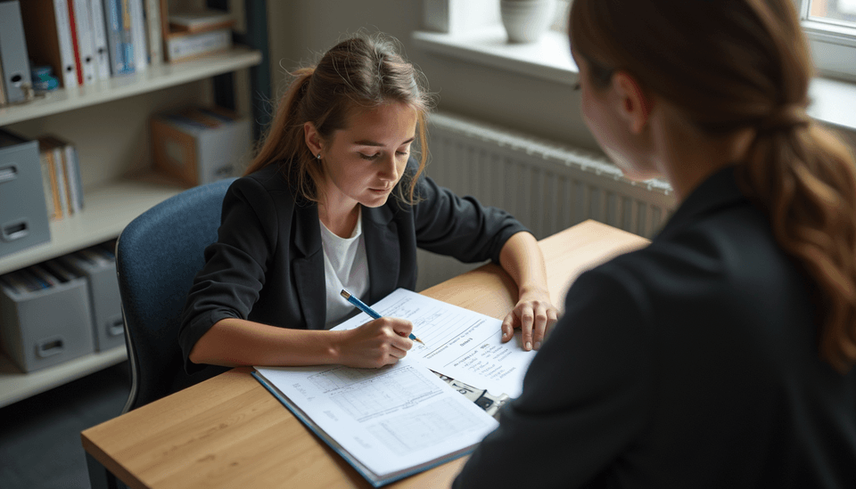 High angle view of a tutor and student working together on SAT problems