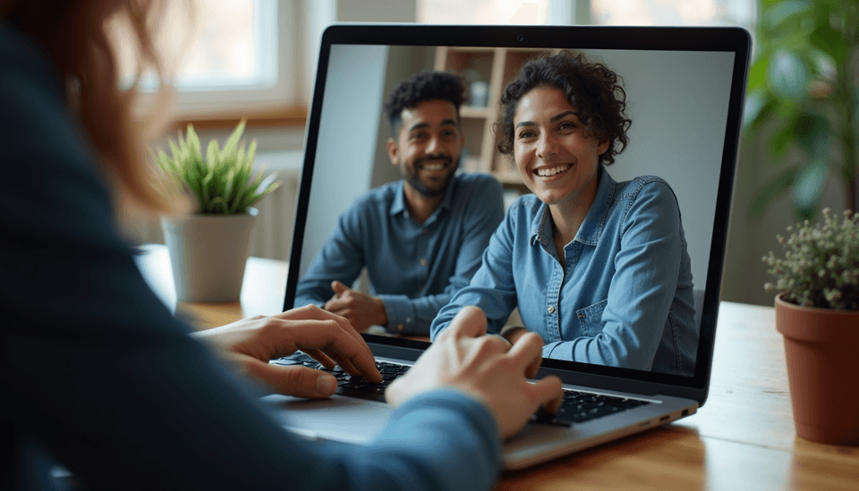 Close-up of a laptop screen showing an online tutoring session
